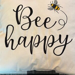 NWT White and Black Pillow Bee Design
